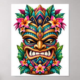 Peacock Crest Tiki Poster