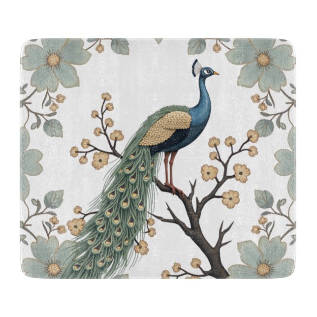Peacock Cutting Board, Unique Board (Front)