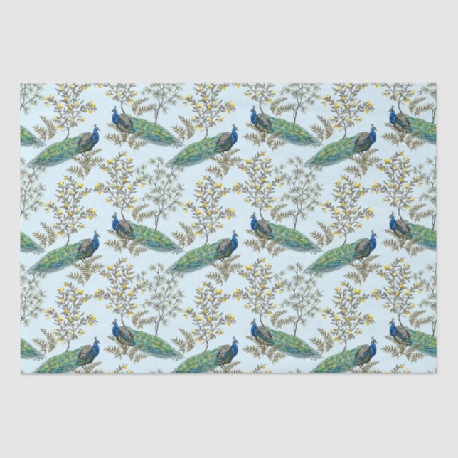 Peacock Damask Pattern  Tissue Paper (Front)