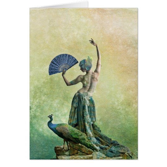 Peacock Dancer Greeting Card with Saying