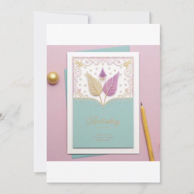 Peacock Decorated Wedding Invitation (Back)