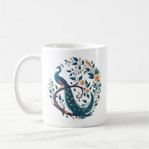 Peacock design art coffee mug