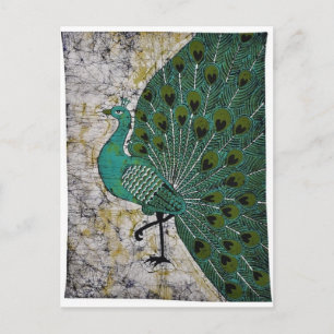 PEACOCK DESIGN BATIK ART. POSTCARD