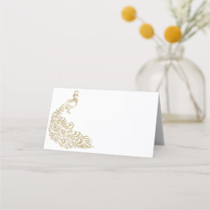 Peacock Design Blank Table Name Card