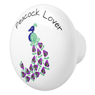 Peacock Design Personalised Ceramic Knob