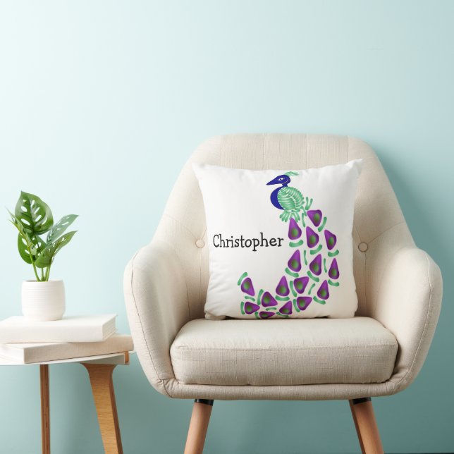 Peacock Design Personalised Cushion (Chair)