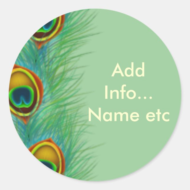 Peacock Design Personalised Gifts Classic Round Sticker (Front)