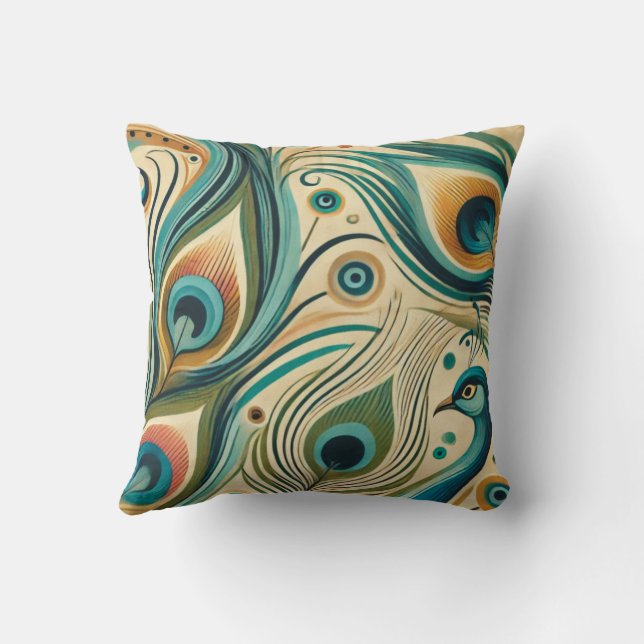 Peacock design throw pillows  (Back)