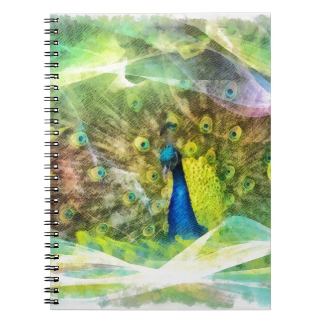 Peacock Digital Painting Notebook (Front)