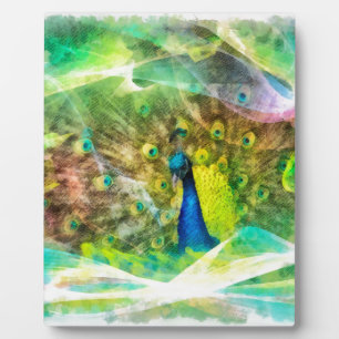 Peacock Digital Painting Plaque