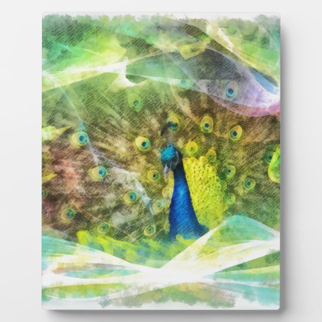 Peacock Digital Painting Plaque (Front)