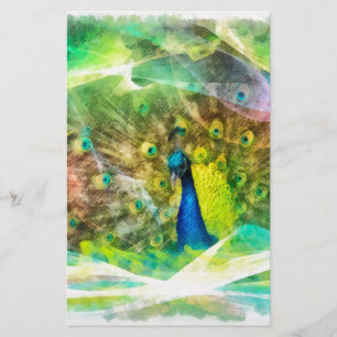 Peacock Digital Painting Stationery