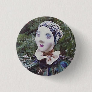 Peacock doll 3 cm round badge