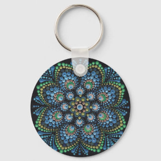 Peacock Dot Mandala  Key Ring