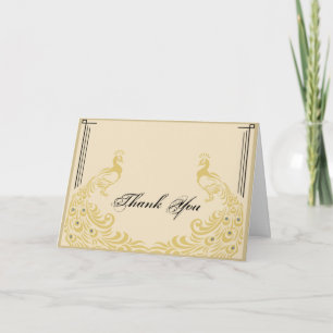 Peacock Elegance Art Deco Flair Thank You card