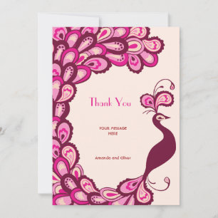 Peacock Elegance Vintage Wedding Thank You Card