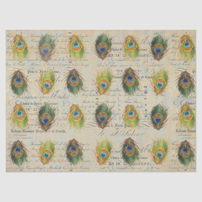 Peacock Ephemera Complimentry Decoupage Paper (Front)