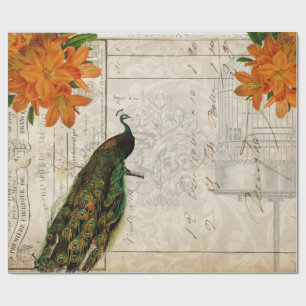 Peacock Ephemera Decoupage Paper