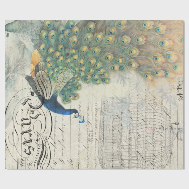 Peacock Ephemera Decoupage Paper (Flat)