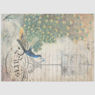 Peacock Ephemera Decoupage Paper Left