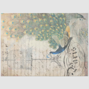 Peacock Ephemera Decoupage Paper Right