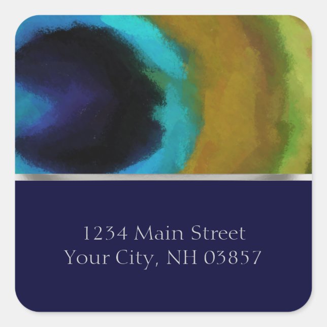 Peacock Eye and Navy Square Sticker (Front)
