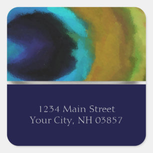 Peacock Eye and Navy Square Sticker