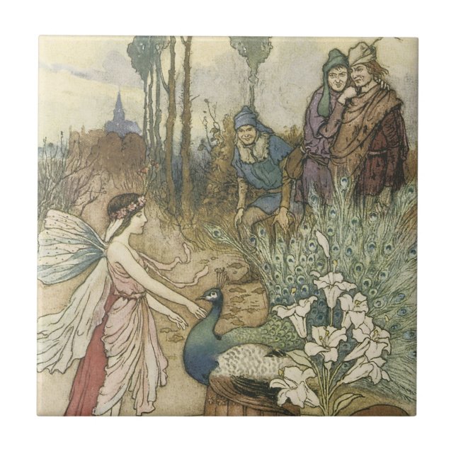 Peacock Faerie Ceramic Tile (Front)