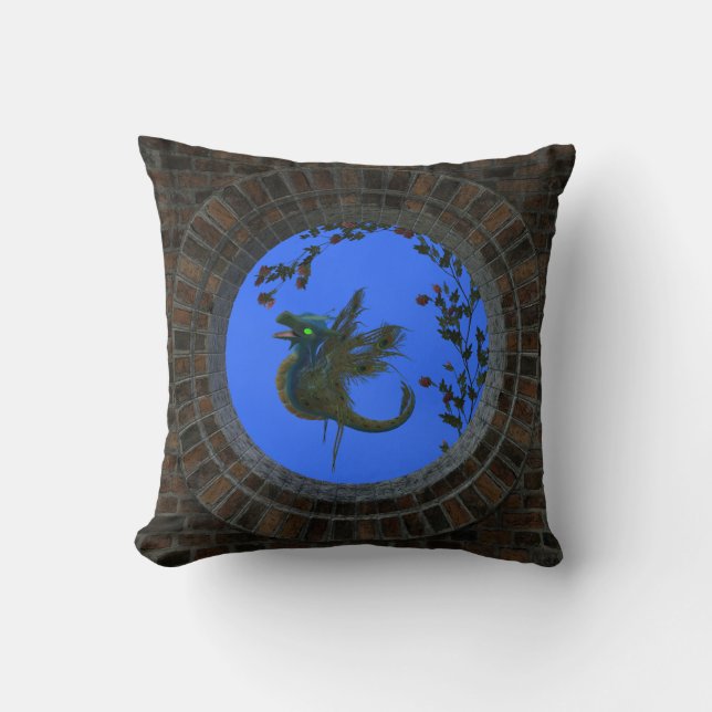 Peacock Fairy Dragon Cushion (Front)