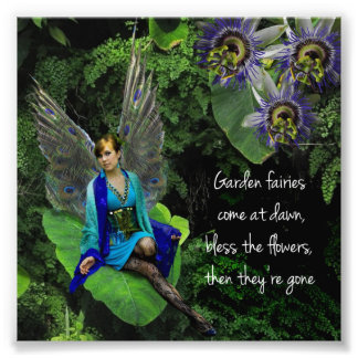 Peacock Fairy "Garden Fairy" Quote Photo Print