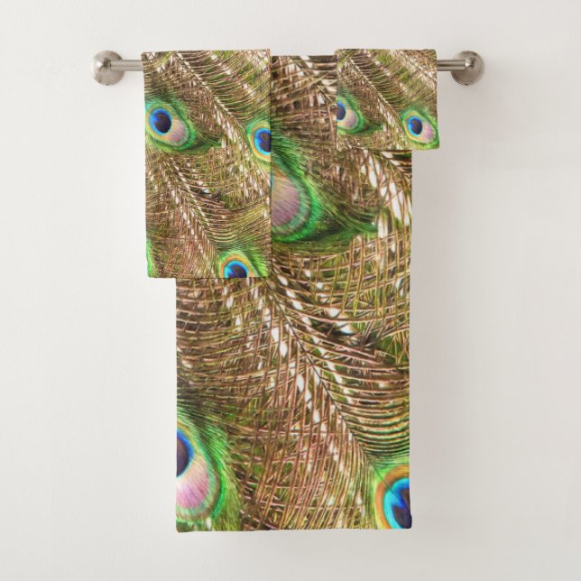 PEACOCK FANCY FEATHERS #2 BATH TOWEL SET (Insitu)