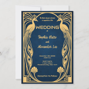 Peacock Fantasy Deco Wedding Invitation