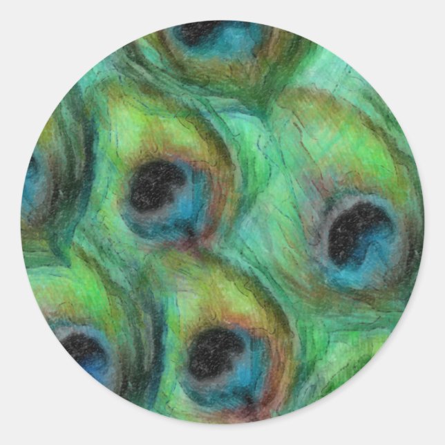 Peacock Fantasy Set 1114 Classic Round Sticker (Front)