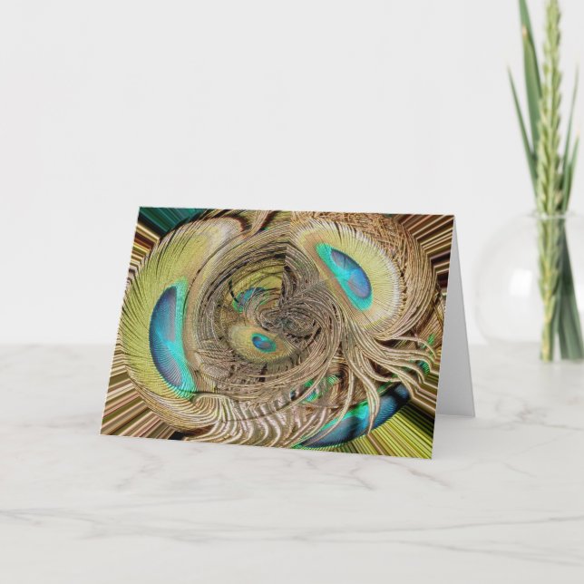 Peacock Feather Abstract #3 Note Card (Front)