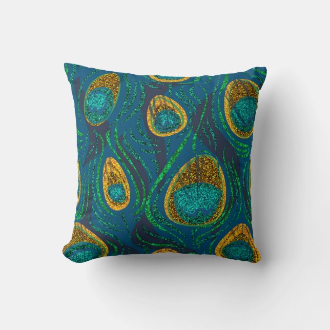Peacock Feather Abstract Cushion (Front)