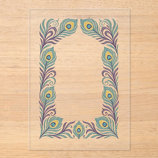 Peacock Feather Acrylic Invitation (Front)