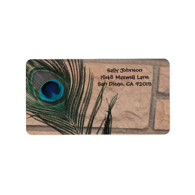 Peacock Feather and Bricks Address Labels (Front)