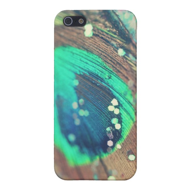 Peacock Feather and Glitter iPhone Case (Back)