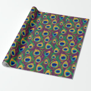 Peacock Feather Animal Print Wrapping Paper