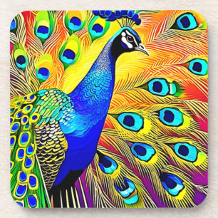Peacock Feather Art Coaster