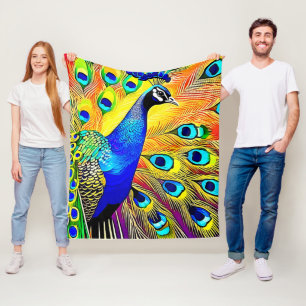 Peacock Feather Art Fleece Blanket