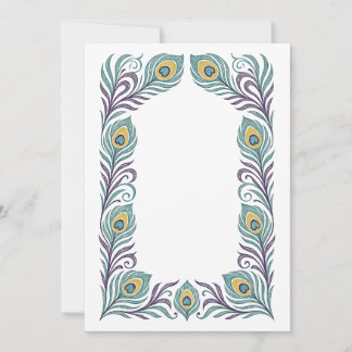 Peacock Feather Art Nouveau Border Invitation