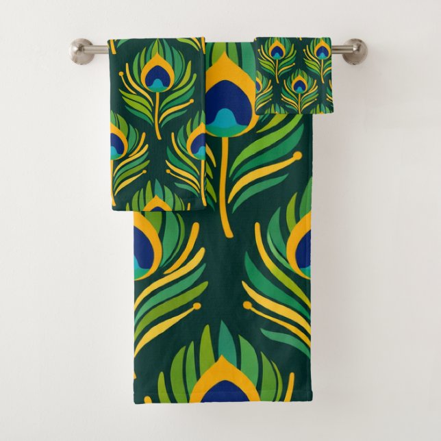 Peacock Feather Bath Towel Set (Insitu)