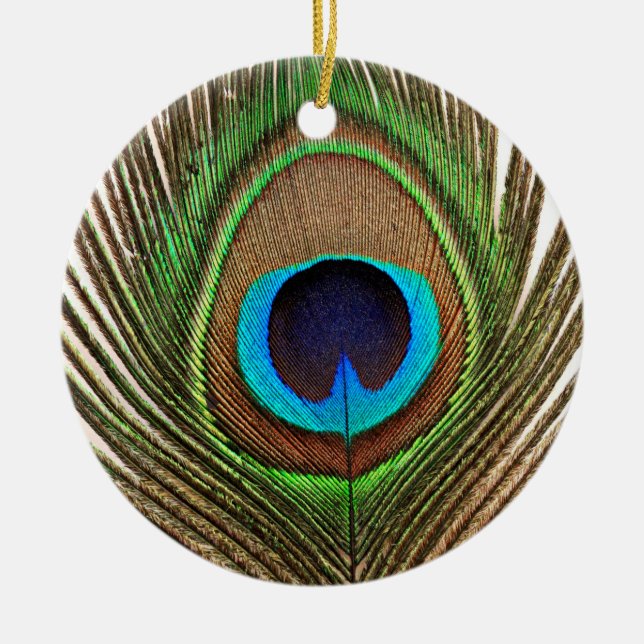 Peacock Feather Bird Nature Beautiful Colourful Ceramic Ornament (Front)