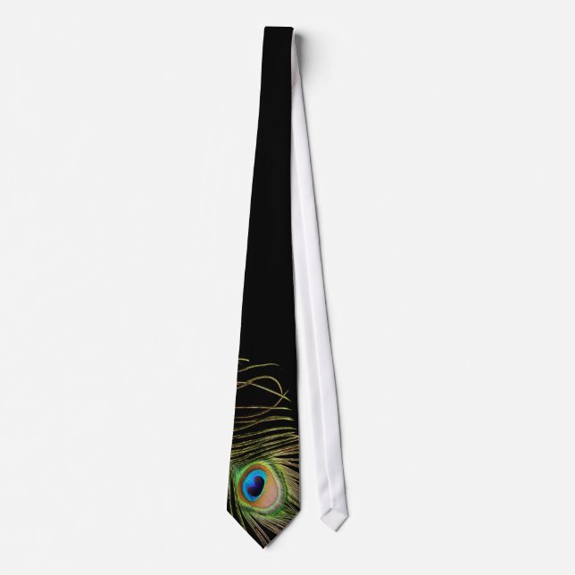 Peacock Feather Black Tie (Front)