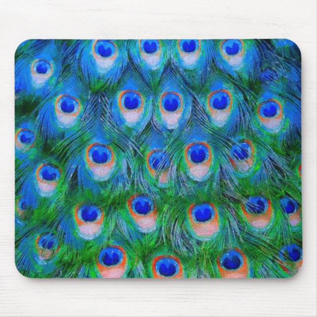 Peacock Feather Blue Mouse Pad (Front)