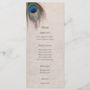 Peacock Feather Blue Wedding Menu