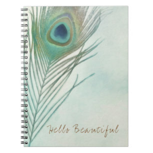 Peacock Feather Boho Chic Watercolor Custom Notebook