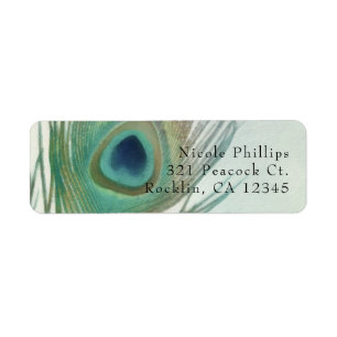 Peacock Feather Boho Chic Watercolor Invitation Return Address Label
