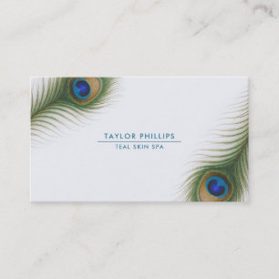 Peacock Feather Boho Elegant Business Card